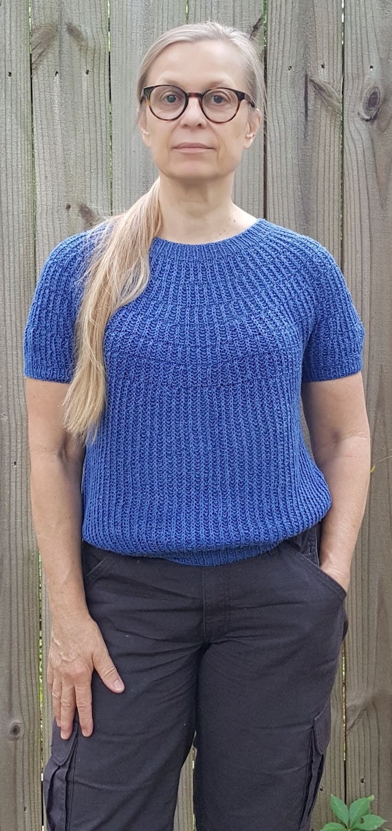 Instant Download Knitting Pattern for Summer Texture Tee  Linen Silk Hemp Plant Fibers