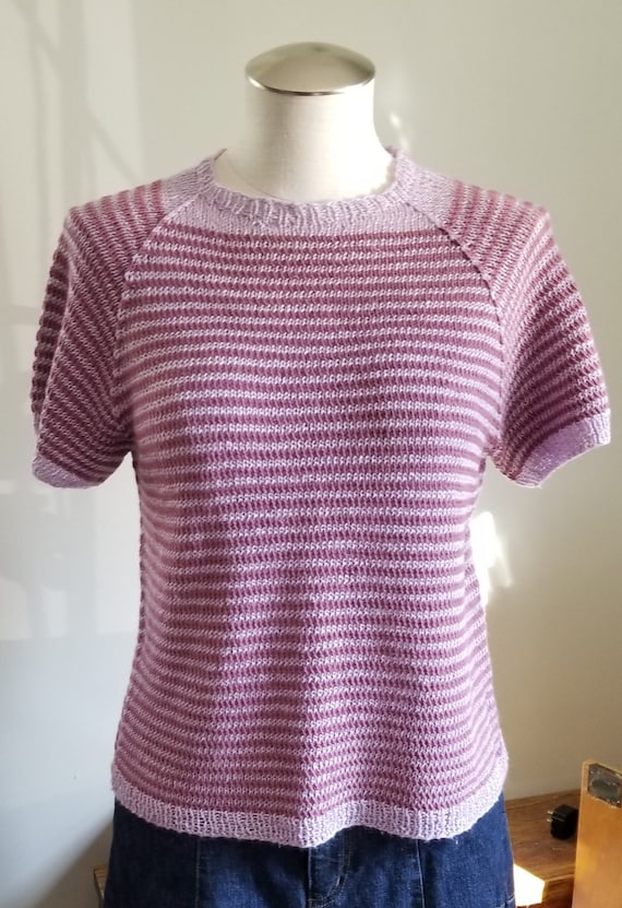 Tee Bretonne - pdf pattern for instant download - Knitted Linen and Cotton Stripes T-Shirt