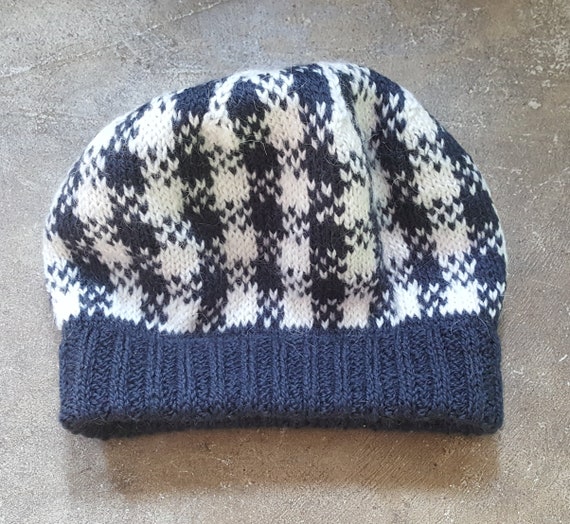 Pattern pdf for Sweet Buffalo Hat #2  Buffalo Plaid Stranded Color Work Easy Fast Fun Warm