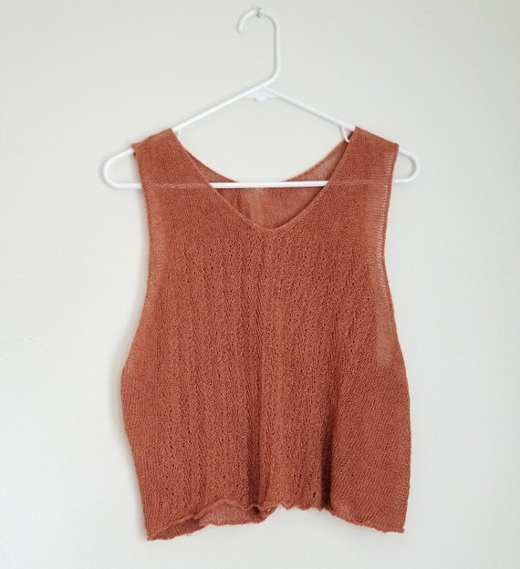 Gauzy Herringbone Lace Tank Top in Linen/Cotton/Bamboo Knitting Pattern pdf