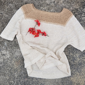 PDF Knitting Pattern for Summer Tee  Basketweave Blouse Instant Dowload