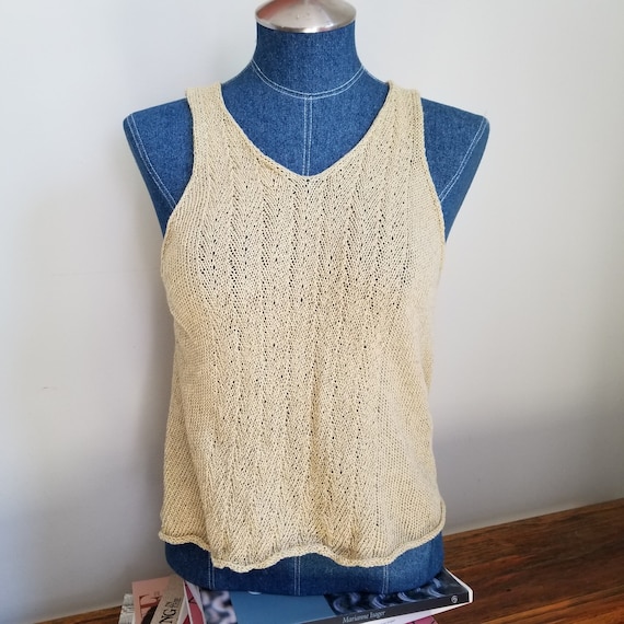 Everyday Herringbone Tank Top  Knitting Pattern pdf Bomulin Isager Strik Yarn Cotton Linen