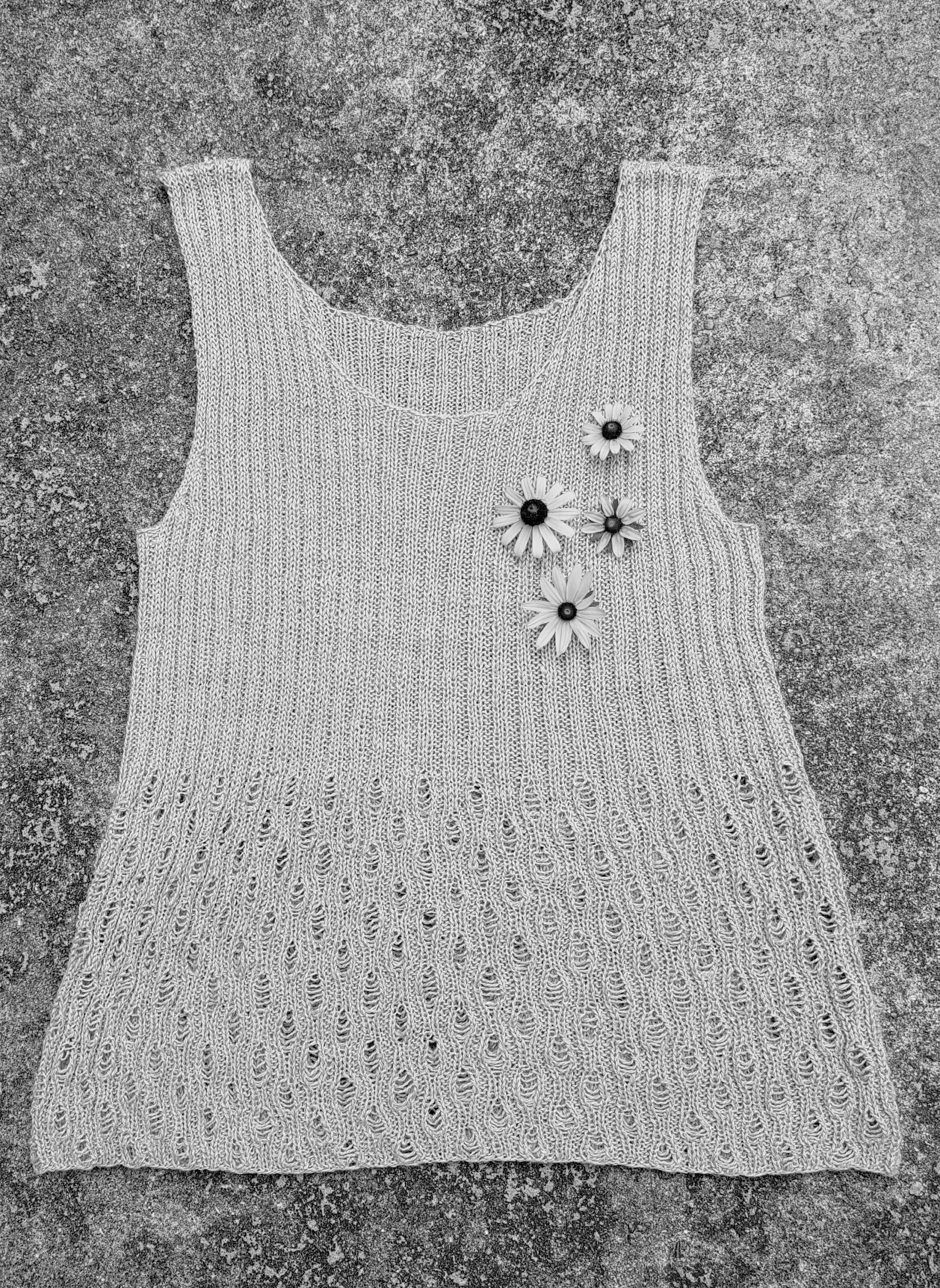 4 sizes Sleeveless Linen Top Knitting Pattern Instant Download for