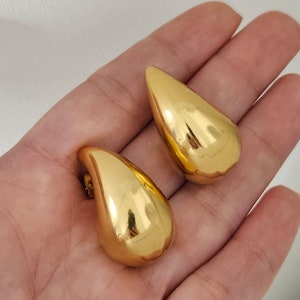 Gold Dome Earrings, Kylie Earrings, chunky vintage drop earrings, Teardrop earrings, stainless steel earrings, thick gold earrings