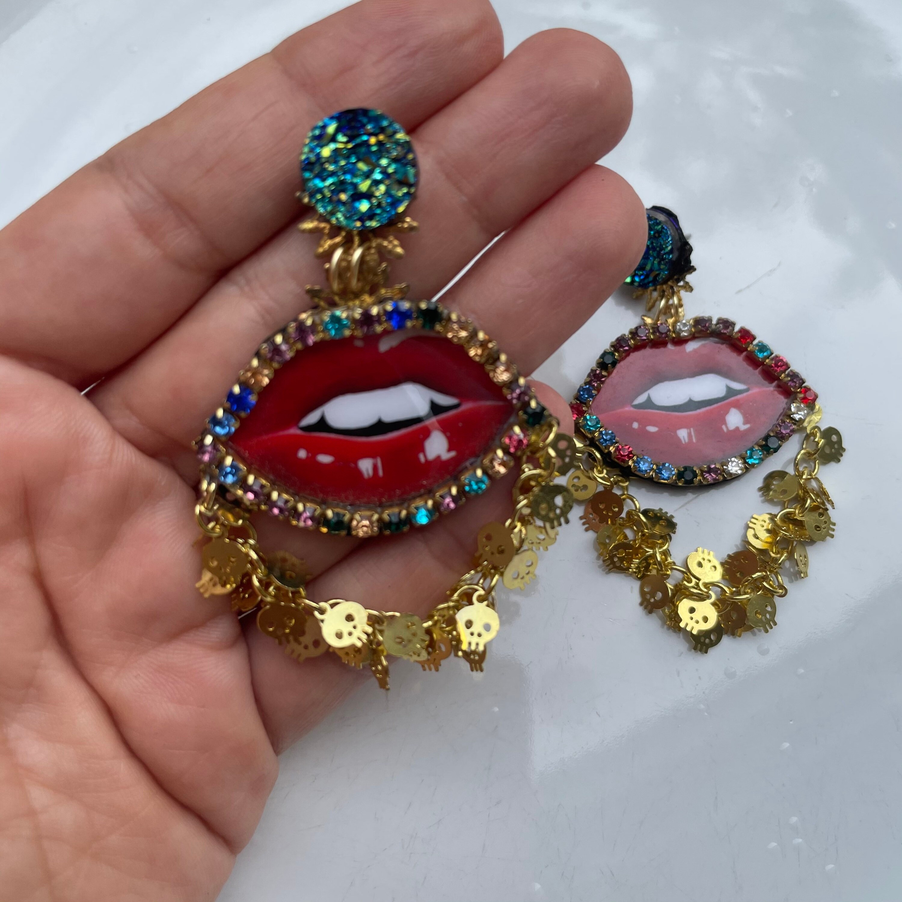 Red Lip Earrings Kiss Earrings Black Tassel Earring Mouth Etsy Australia