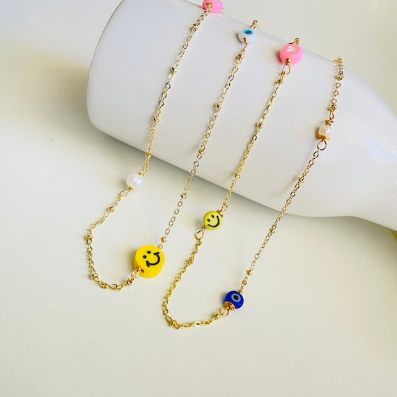 Smiley Face Necklace Y2k Jewelry Preppy Necklace Charm Necklace
