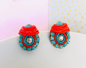 Colorful Soutache Earring, soutache stud earrings, soutache earrings, soutache jewelry, statement earrings, soutache small earring