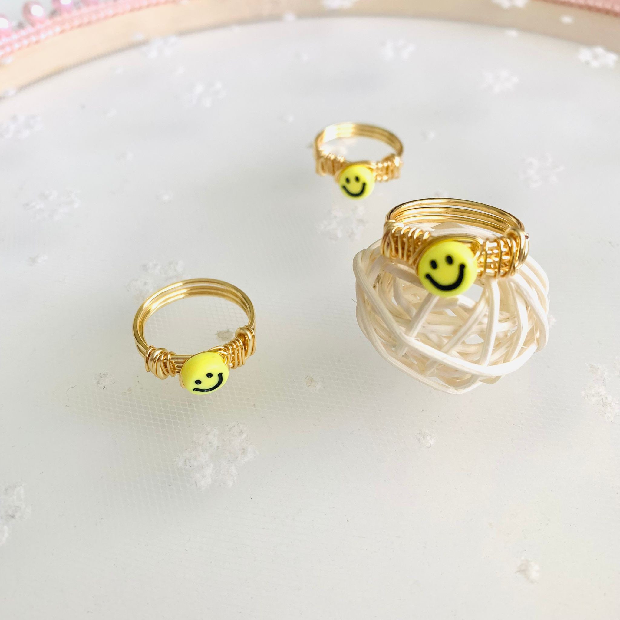 Smiley Face Ring, Smile Ring, Happy Face Ring Stackable, Emoji Ring ...