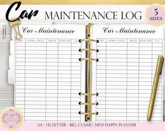 car maintenance log etsy
