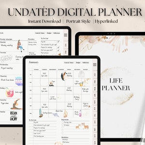 Minimalist Undated Digital Planner, Daily, Weekly & Monthly Planner, Undated Digital Planner, iPad Planner, GoodNotes Planner