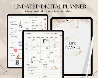 Minimalist Undated Digital Planner, Daily, Weekly & Monthly Planner, Undated Digital Planner, iPad Planner, GoodNotes Planner