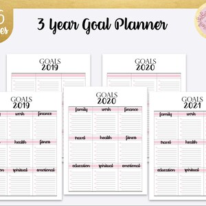 Goal Planner for 2019-2020-2021 Bundle, Goal Setting, Goal Tracker ...
