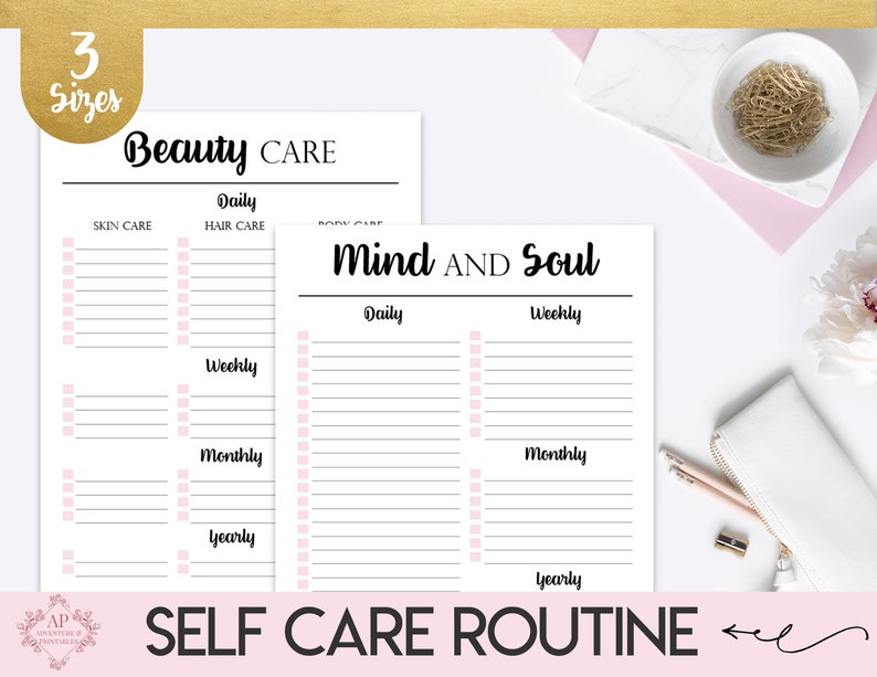 Self Care Planner, Self Care Routine Planner, Self Care Journal, Self Care Kit image 2