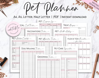 Printable Pet Planner, Pet Care Planner, Digital Pet Planner