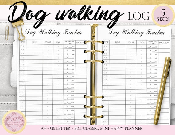 Dog Walking Tracker Dog Walking Schedule Pet Walking | Etsy