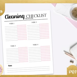 Cleaning Checklist, Weekly Cleaning Planner, Monthly Cleaning Planner, Cleaning Schedule