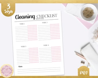 Cleaning Checklist, Weekly Cleaning Planner, Monthly Cleaning Planner, Cleaning Schedule