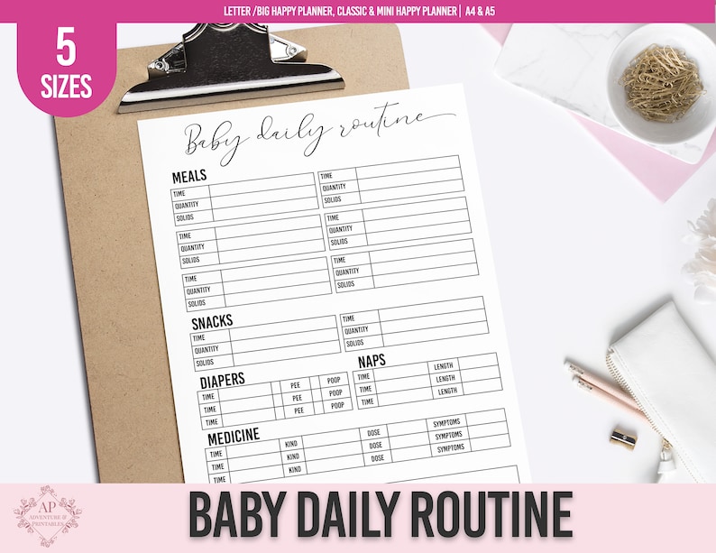 Baby Daily Routine Planner, Baby Eating Schedule, Baby Sleeping Schedule Planner image 1