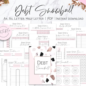 Baby Steps Progress Tracker Printable Planner Pages in A4 ans US Letter, Dave Ramsey Financial Peace Program Planner, Debt Snowball Planner