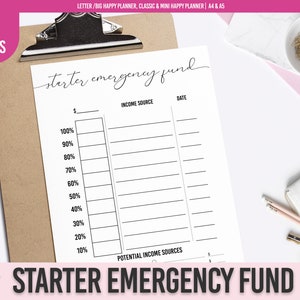 Starter Emergency Funds Tracker, Printable Emergency Savings Tracker ...