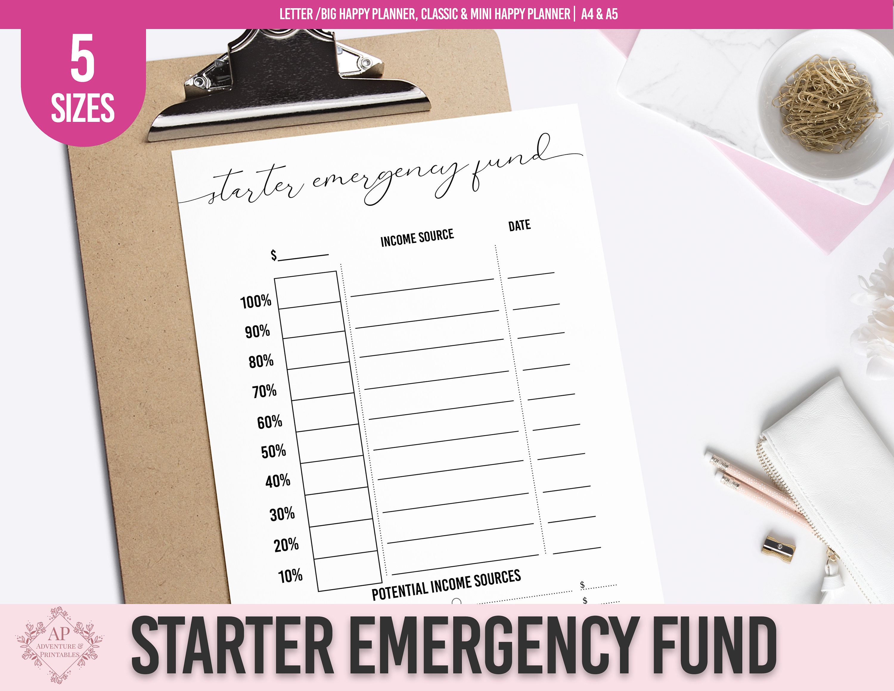 Starter Emergency Funds Tracker Printable Emergency Savings - Etsy