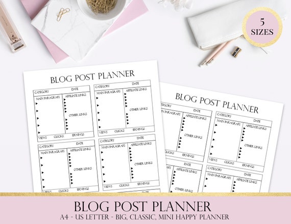 Blog Post Planner, Article Planner, Business Posts Plan, Marketing And Social Media Printable Planner