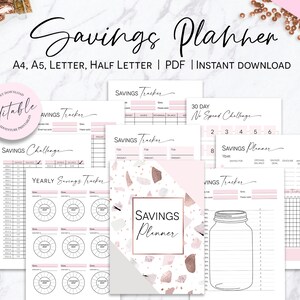 Savings Planner Worksheets, Savings Worksheets, Finance Planner, 30 Day No Spend Challenge