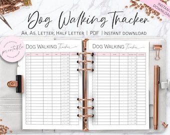Dog Walking Tracker, Dog Walking Schedule, Pet Walking Tracker, Pet Planner, Printable Happy Planner Insert