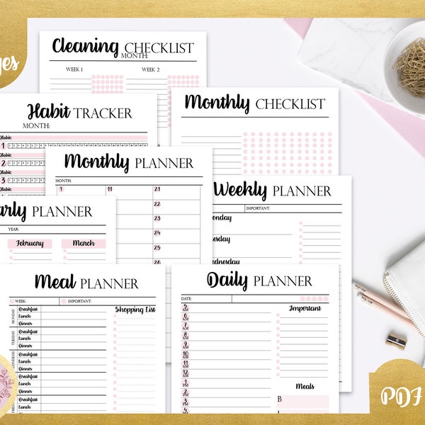 Planner Essentials, Bullet Journal, Planner Templates,Daily Planner, Weekly Planner, Monthly Planner Printable