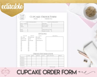Custom Cupcake Order Form, Bakery Forms, Cupcake Order Form, Baking Business Form, Home Bakery Business, Small Business Planner