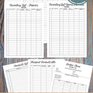 Sewing, Knitting, Crocheting Business Planner and Manager, Business Finance and Business Management Printable Forms, Product Inventory image 4