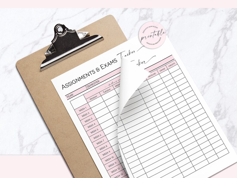 Assignments Ans Exams Tracker, Student Exam Preparation List, Semester ...