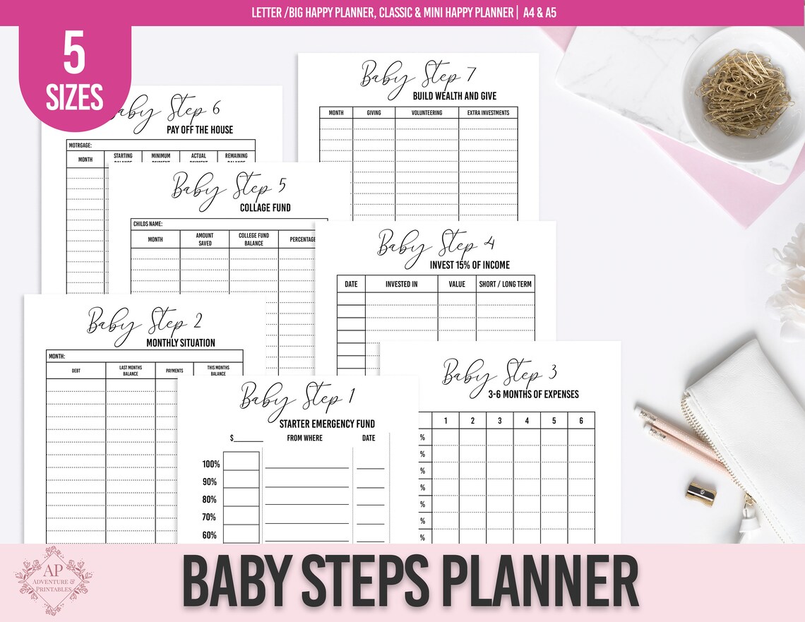 Baby Steps Progress Tracker, Debt Payoff Tracker, Debt Snowball Planner ...