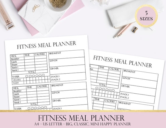 Fitness Meal Planner Printable Fitness Meal Planner Insert | Etsy