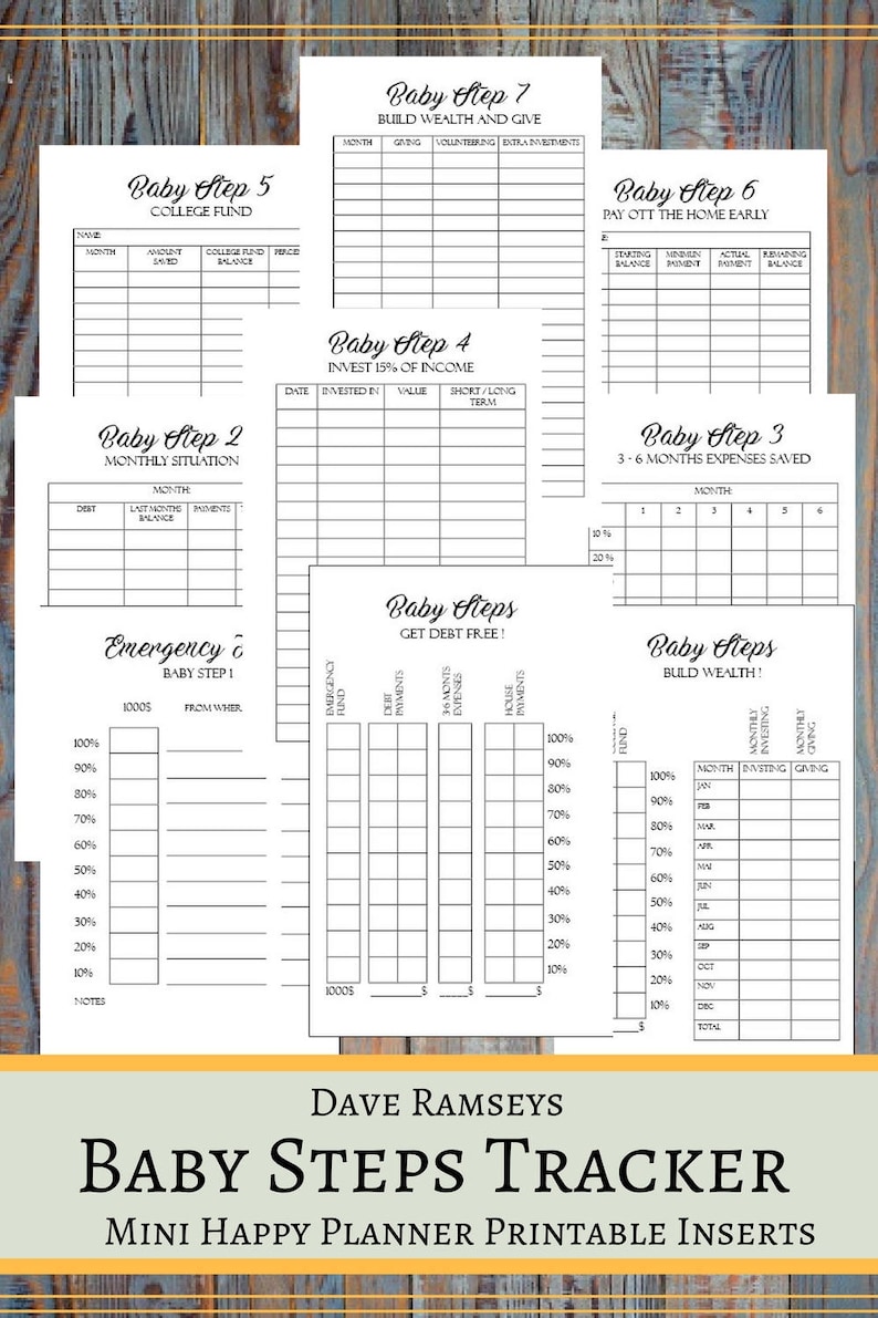 Baby Steps Tracker Printable Planner Pages For The Mini Happy | Etsy