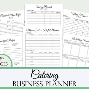 Catering Business Planner, Small Business Planner, Editable Catering Menu Planner, Food Caterer Business Planner, Food Business Planner