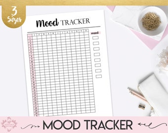 Monthly Mood Tracker, Anxiety Tracker, Mood Journal, Mood Chart