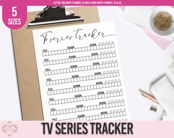 Tv Series Tracker, Tv Series Seasons Tracker - Happy Planner Printable Insert, A4 and A5