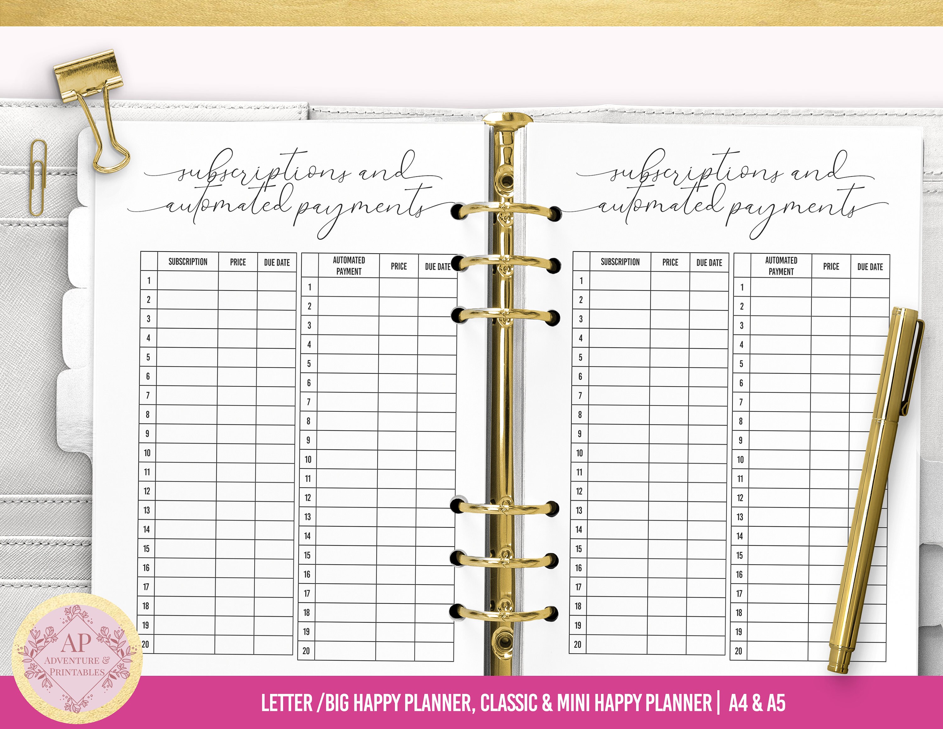 Subscriptions Tracker Automated Payments Tracker Expense - Etsy