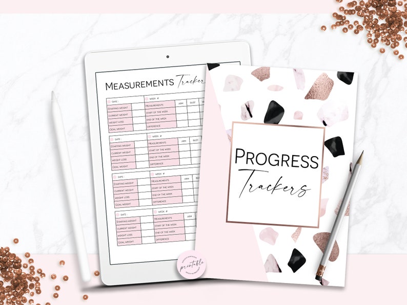 Fitnessplanerare, daglig måltidsplanerare, träningsplanerare, kalorispårare - klassisk Happy Planner utskrivbar bilaga, Mambi, Create365 bild 7