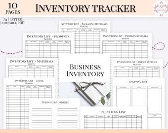 Inventory Tracker, Etsy Shop Products Inventory Tracker, Business Inventory Organizer