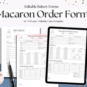 Macarons Order Form, Editable Bakery Forms, Pastires Order Form, Baking Business Form
