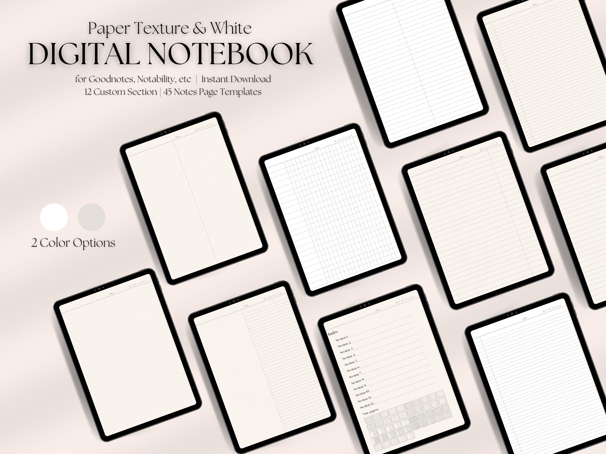 Digital Notebook With 12 Hyperlinked Tabs and 45 Note Templates for ...