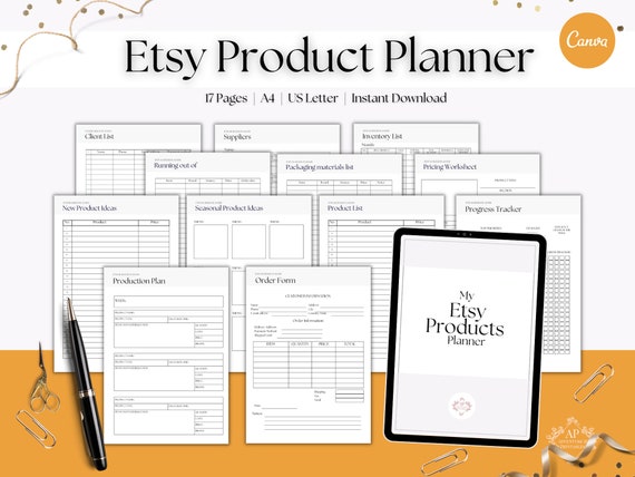 Etsy Product Planner, Etsy Shop Planner, Etsy Business Planner Printable