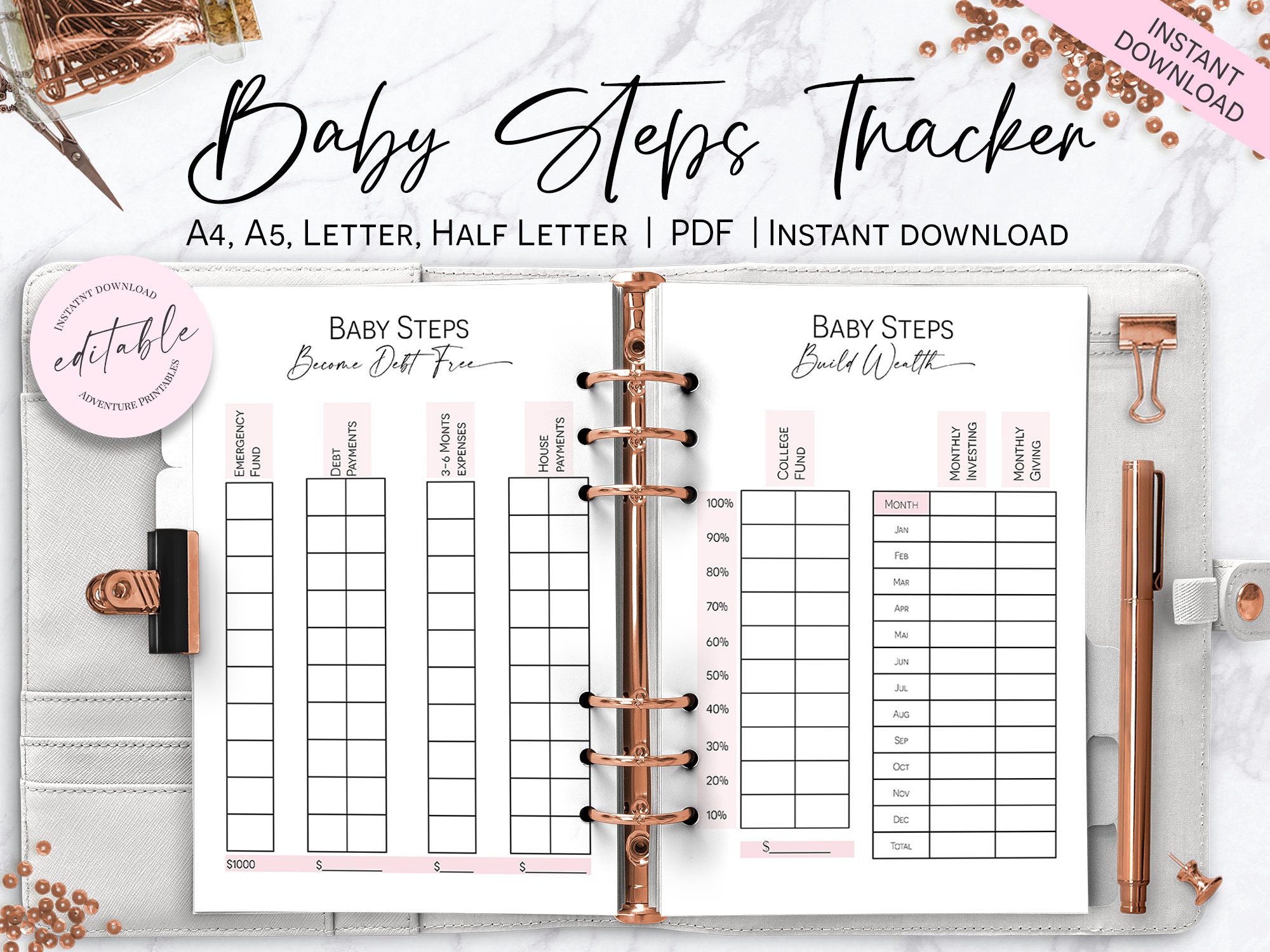 Baby Steps Tracker, Dave Ramsey, Get Out of Debt Tracker, Wealth ...