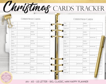 Christmas Cards Checklist, Cards To Send List, Holiday Cards List