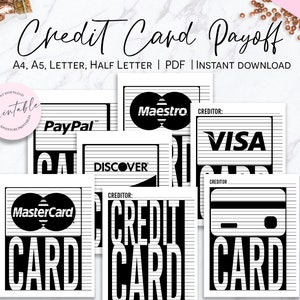 Rastreador de Pagos con Tarjeta de Crédito, Rastreador de Pagos de Deuda, Rastreador de Pagos De Color En Bancos, Mastercard y Visa Payoff