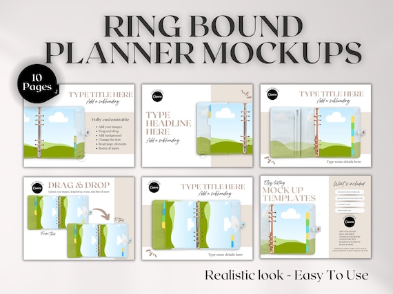 Ring Bound Planner Canva Mockup, Canva Planner Mockup, Printable Planner Mockup in Canva