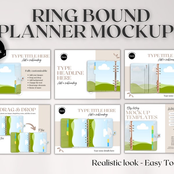 Ring Bound Planner Canva Mockup, Canva Planner Mockup, Printable Planner Mockup in Canva