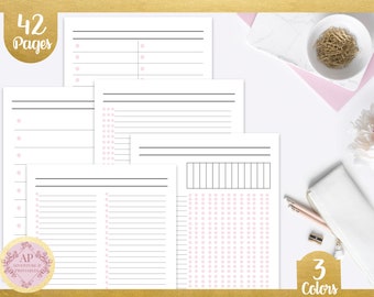 Essential Lists Printable Planner Pages, Blank lists, Planner inserts